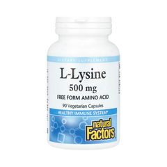 Natural Factors, L-Lysine, 500 Mg, 90 Vegetarian Capsules