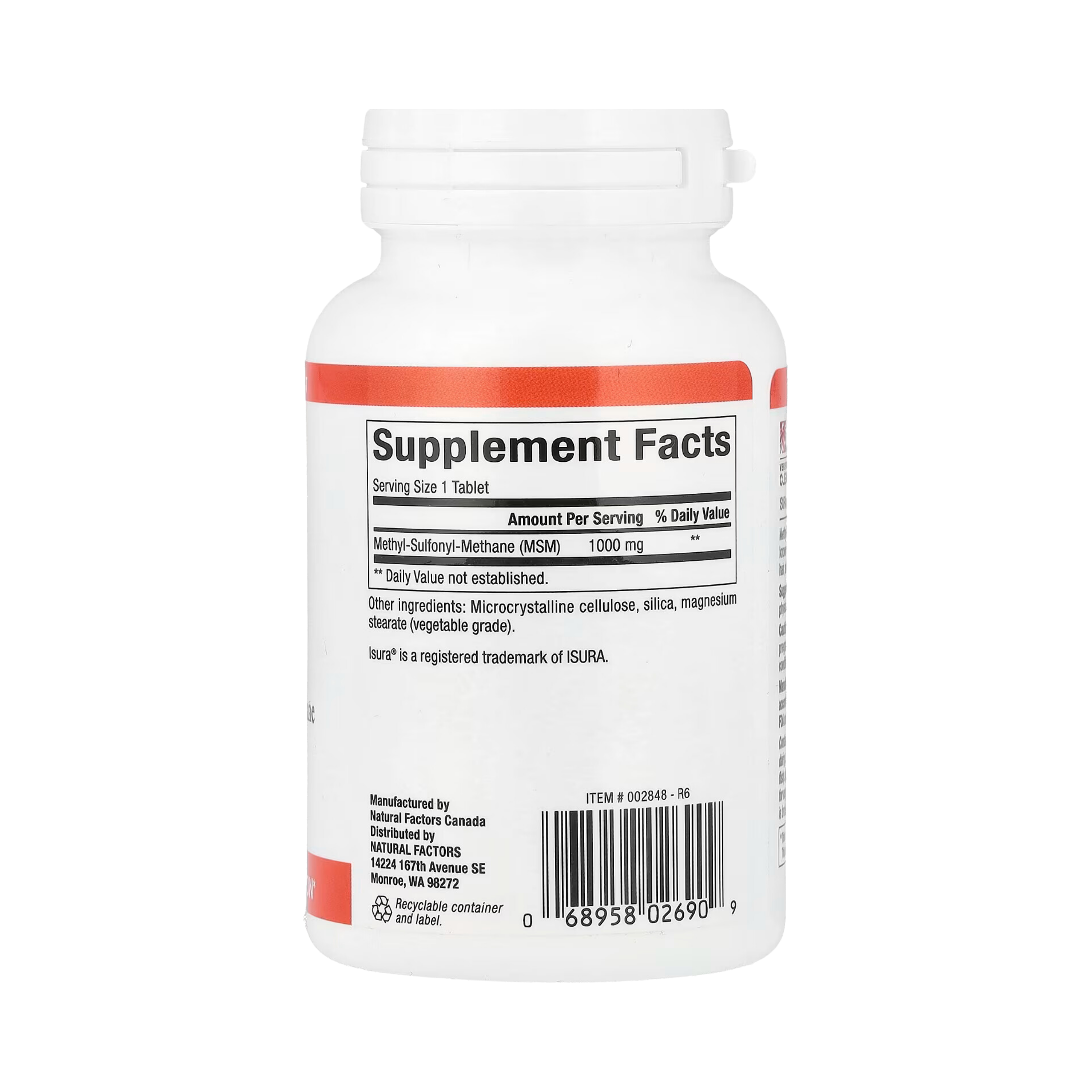 Natural Factors, MSM, 1,000 Mg, 90 Tablets