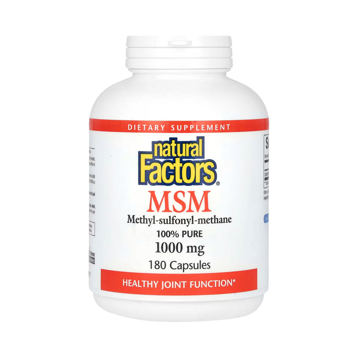 Natural Factors, MSM, Methyl-Sulfonyl-Methane, 1,000 Mg, 180 Capsules