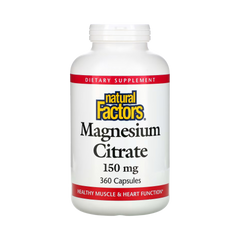 Natural Factors, Magnesium Citrate, 150 Mg, 360 Capsules