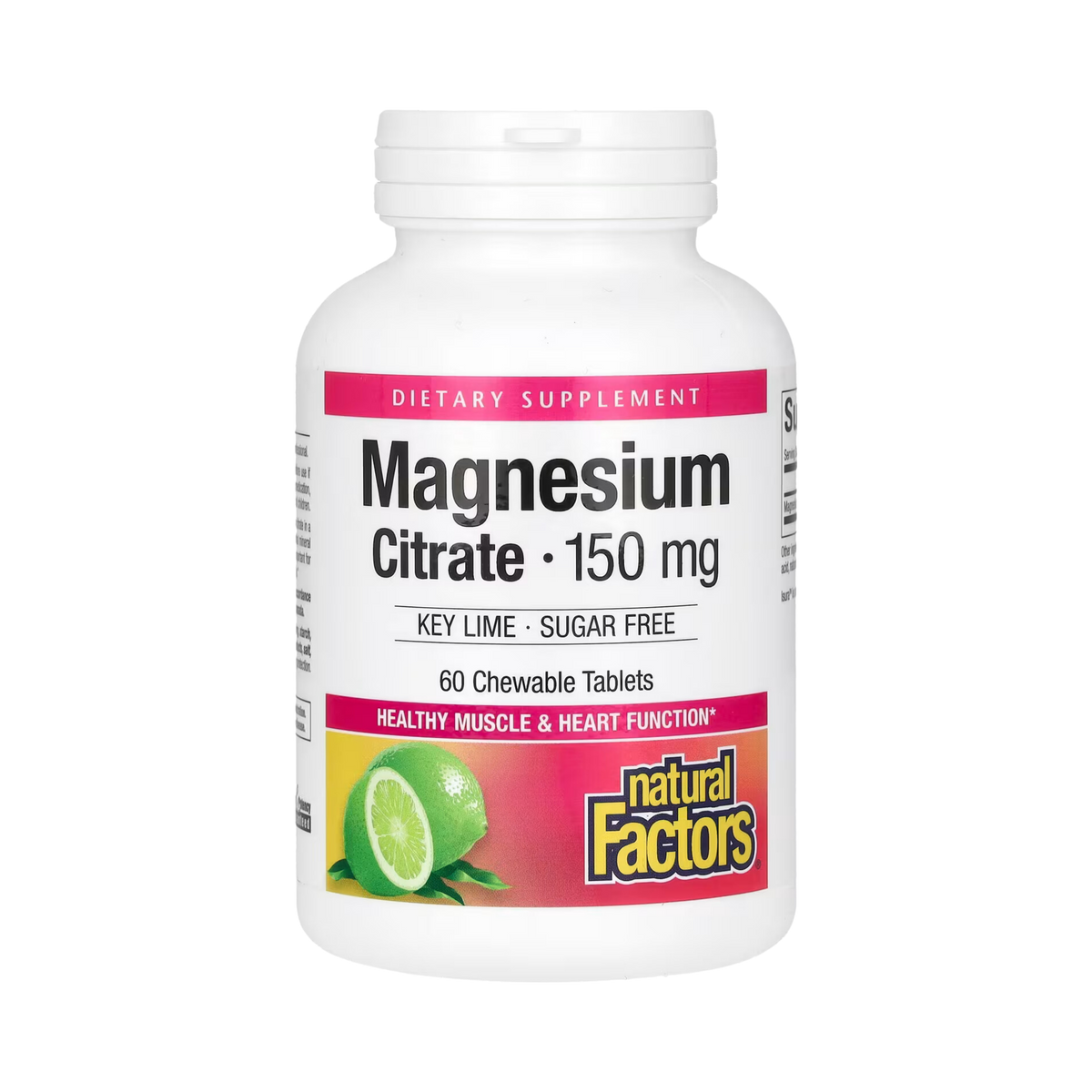 Natural Factors, Magnesium Citrate, Key Lime, 150 Mg, 60 Chewable Tablets