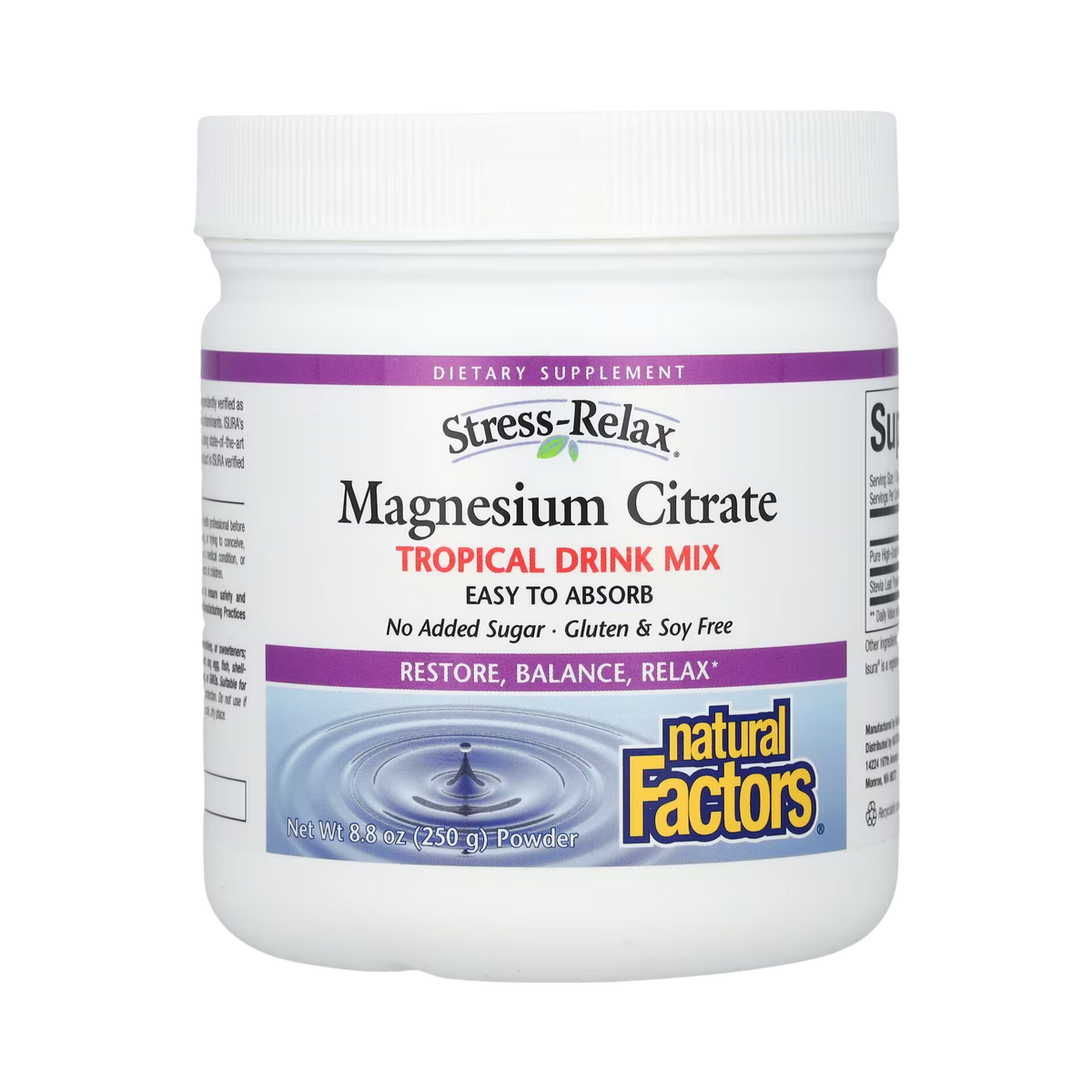 Natural Factors, Magnesium Citrate, Tropical Drink Mix, 8.8 Oz