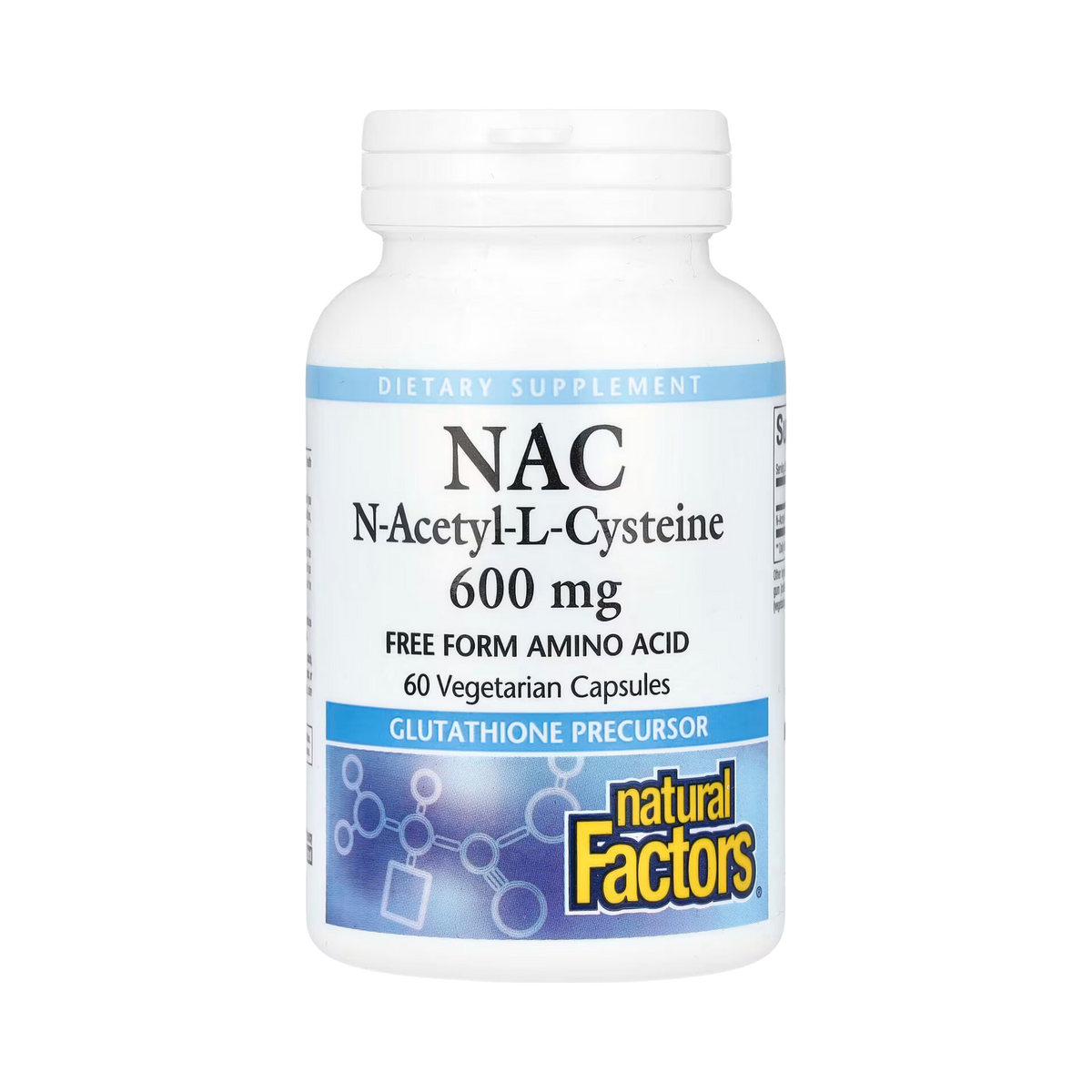 Natural Factors, NAC, N-Acetyl-L-Cysteine, 600 Mg, 60 Vegetarian Capsules