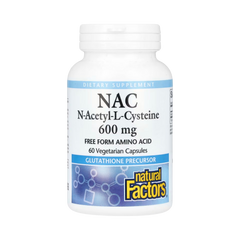 Natural Factors, NAC, N-Acetyl-L-Cysteine, 600 Mg, 60 Vegetarian Capsules