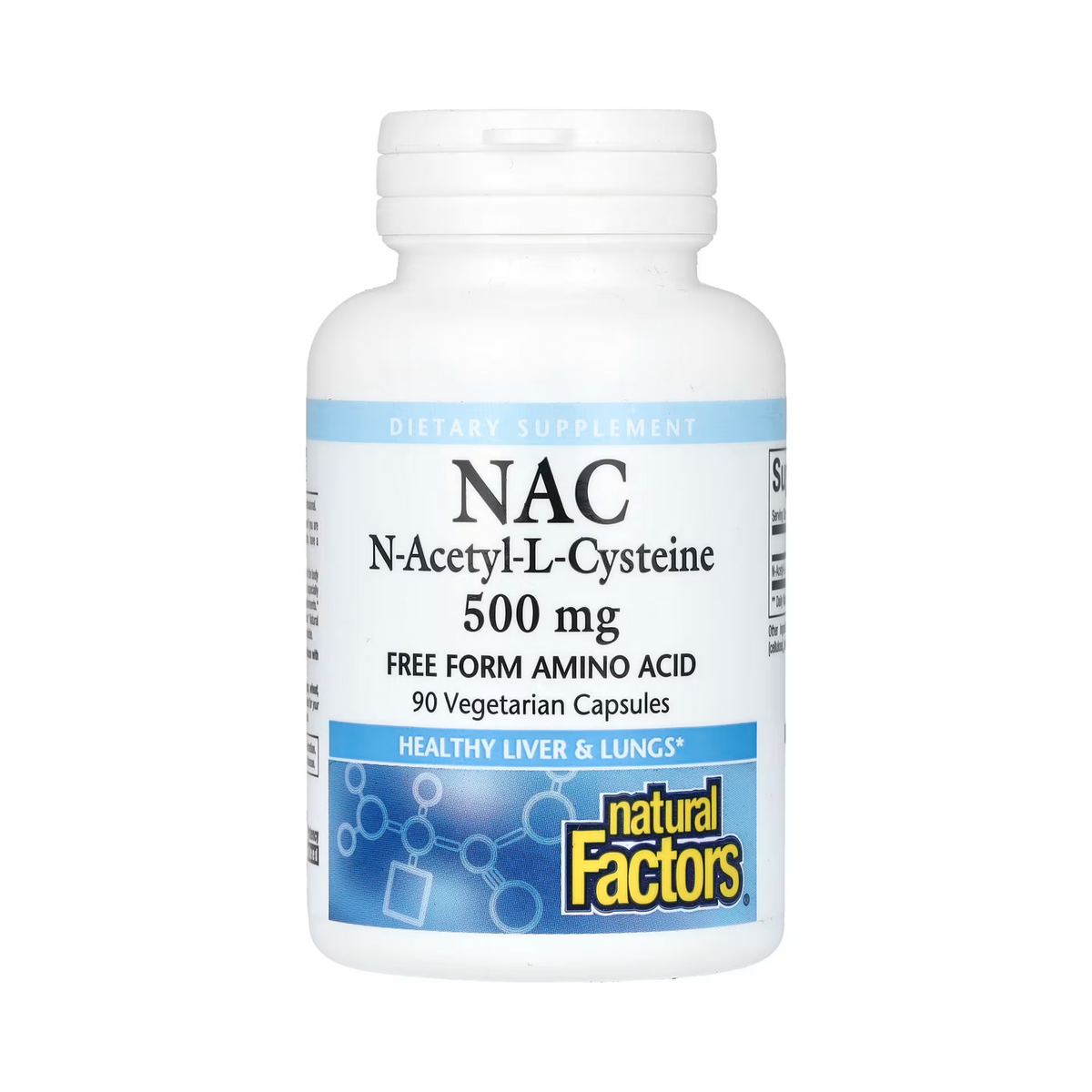 Natural Factors, NAC, N-Acetyl-L Cysteine, 500 Mg, 90 Vegetarian Capsules