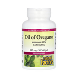 Natural Factors, Oil Of Oregano, 180 Mg, 30 Softgels