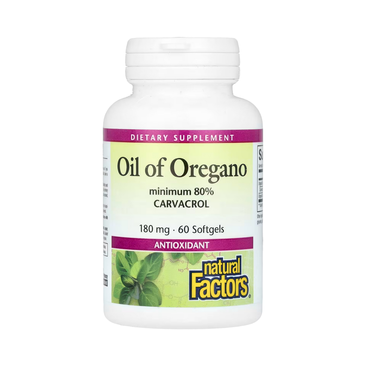 Natural Factors, Oil Of Oregano, 180 Mg, 60 Softgels