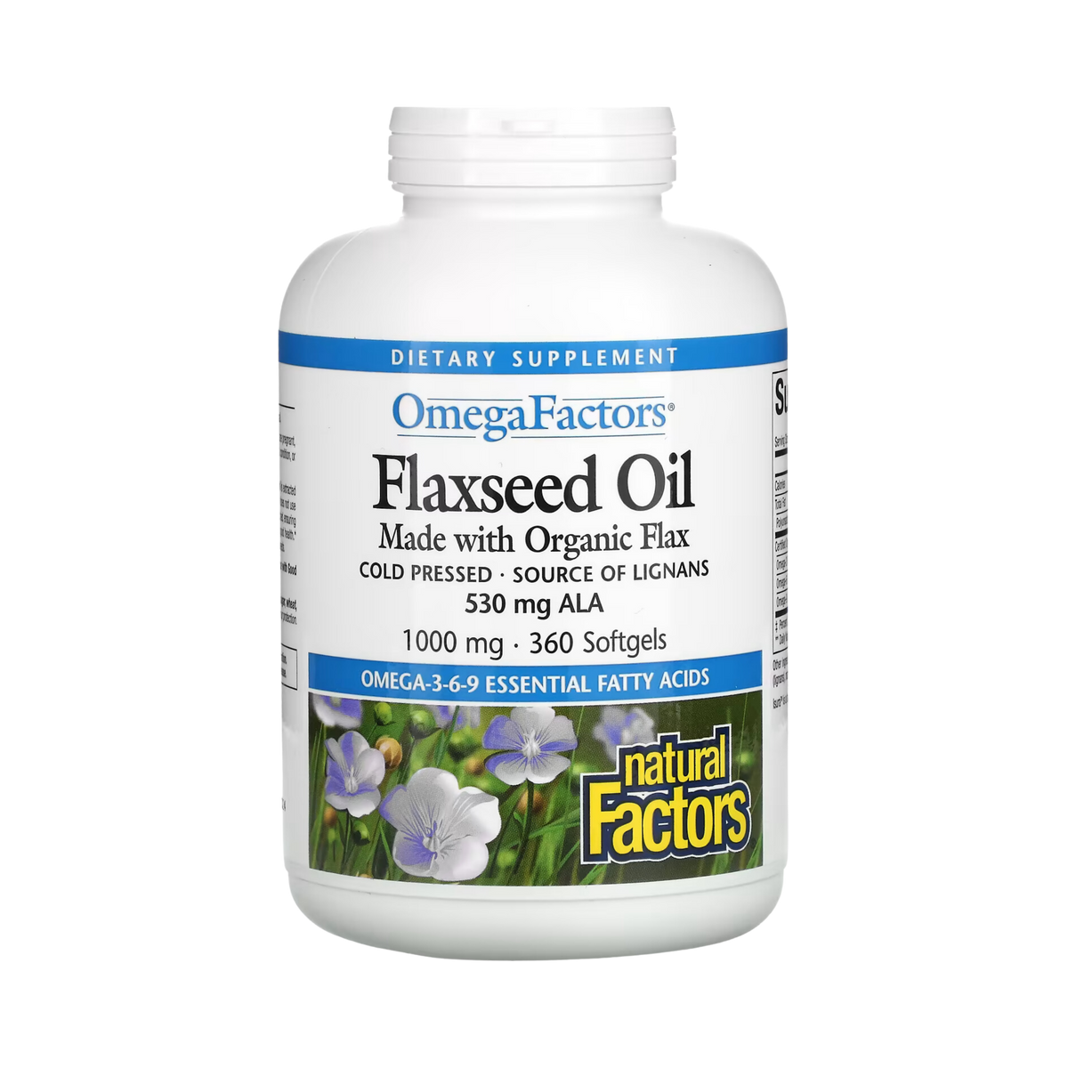 Natural Factors, OmegaFactors, Flaxseed Oil, 1000 Mg, 360 Softgels