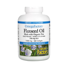 Natural Factors, OmegaFactors, Flaxseed Oil, 1000 Mg, 360 Softgels