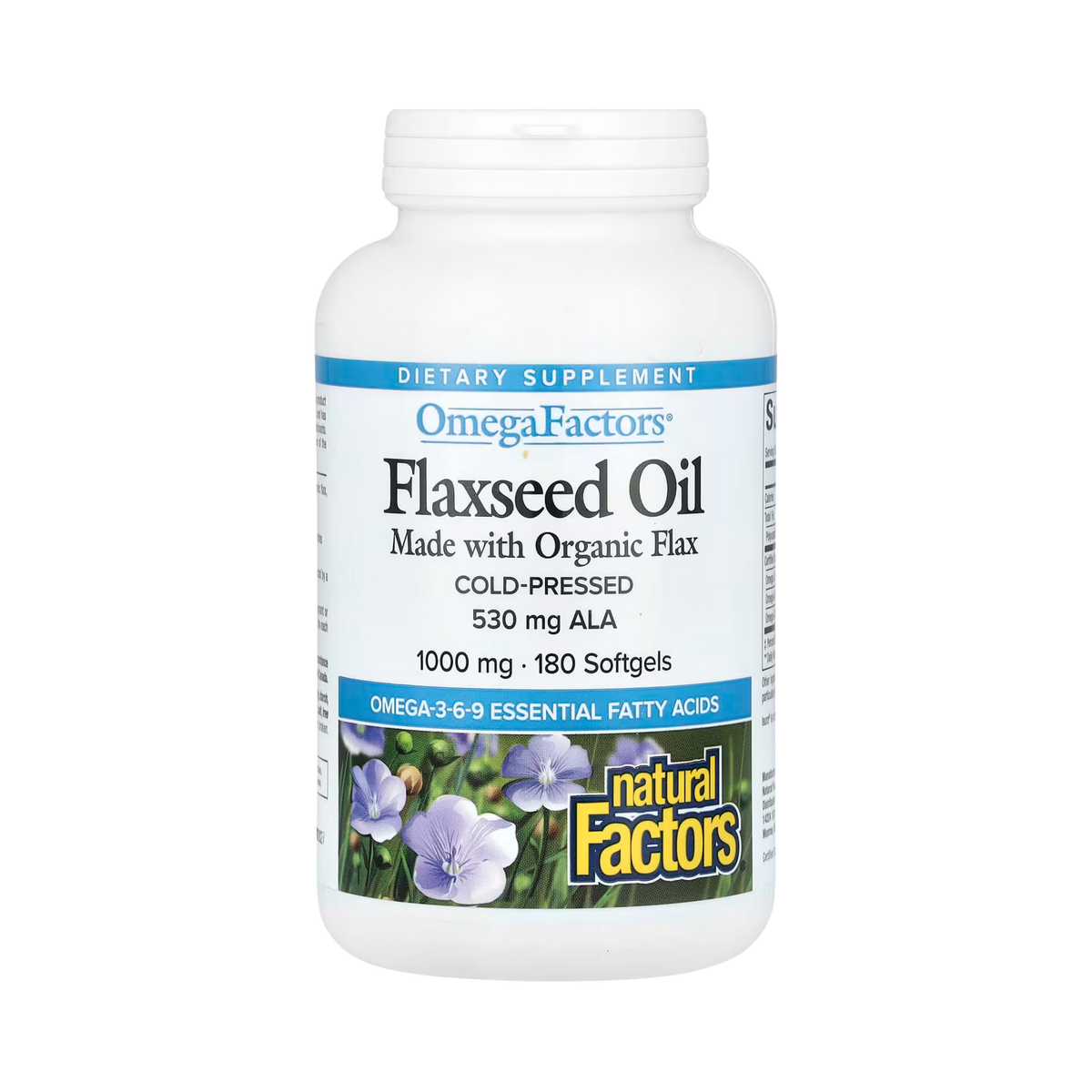 Natural Factors, OmegaFactors, Flaxseed Oil, 1,000 Mg, 180 Softgels