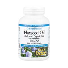 Natural Factors, OmegaFactors, Flaxseed Oil, 1,000 Mg, 90 Softgels