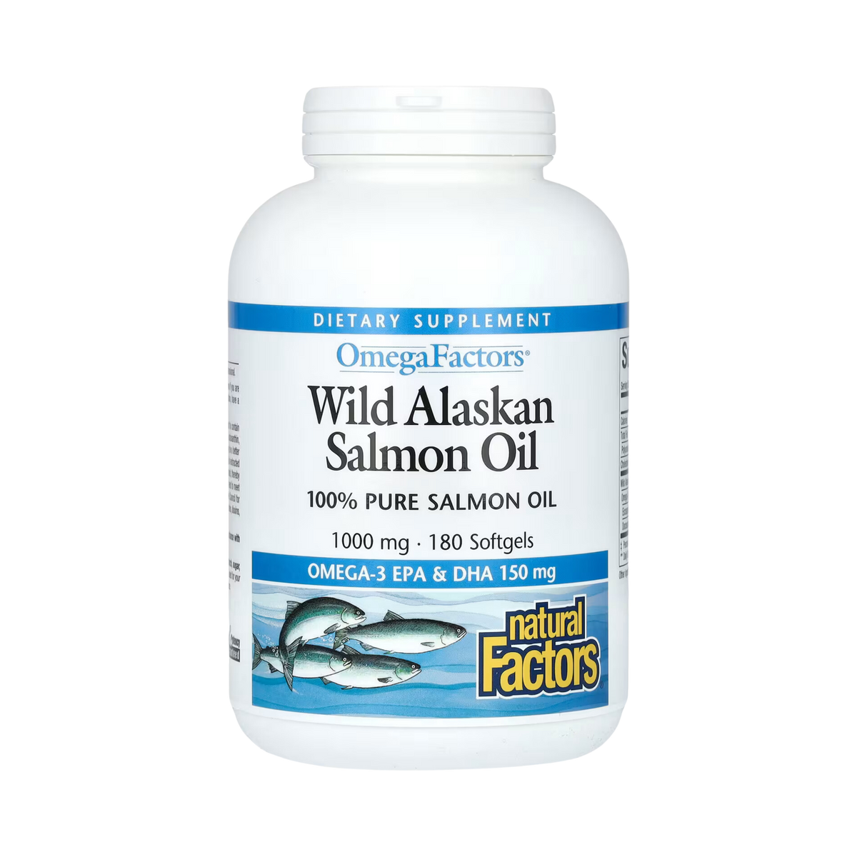 Natural Factors, OmegaFactors, Wild Alaskan Salmon Oil, 1,000 Mg, 180 Softgels