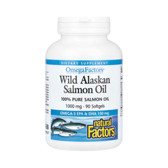 Natural Factors, OmegaFactors, Wild Alaskan Salmon Oil, 1,000 Mg, 90 Softgels