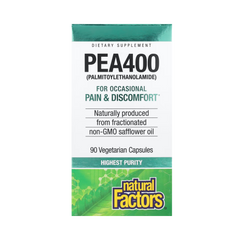 Natural Factors, PEA400, (Palmitoylethanolamide), 90 Vegetarian Capsules