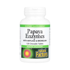 Natural Factors, Papaya Enzymes with Amylase & Bromelain, 120 Chewable Tablets