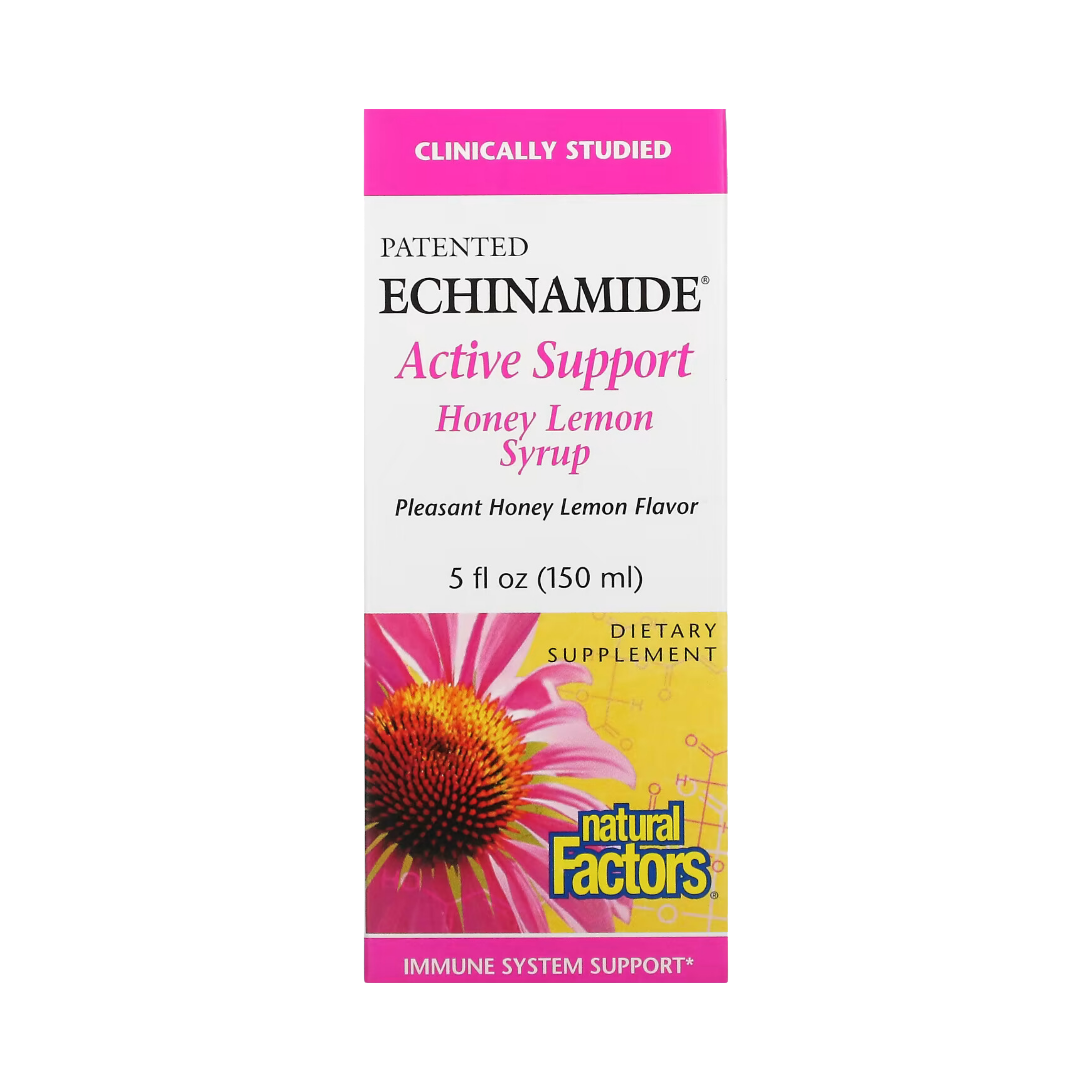 Natural Factors, Patented Echinamide Active Support, Honey Lemon Syrup, 5 Fl Oz