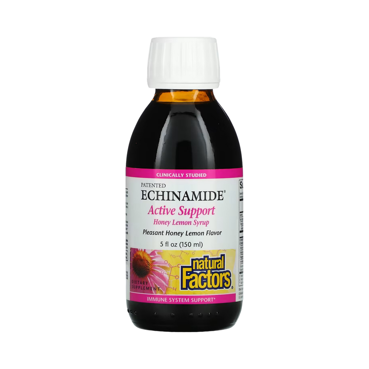 Natural Factors, Patented Echinamide Active Support, Honey Lemon Syrup, 5 Fl Oz