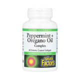 Natural Factors, Peppermint + Oregano Oil Complex, 60 Enteric Coated Softgels