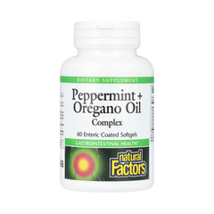 Natural Factors, Peppermint + Oregano Oil Complex, 60 Enteric Coated Softgels