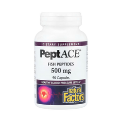 Natural Factors, PeptACE, Fish Peptides, 500 Mg, 90 Capsules