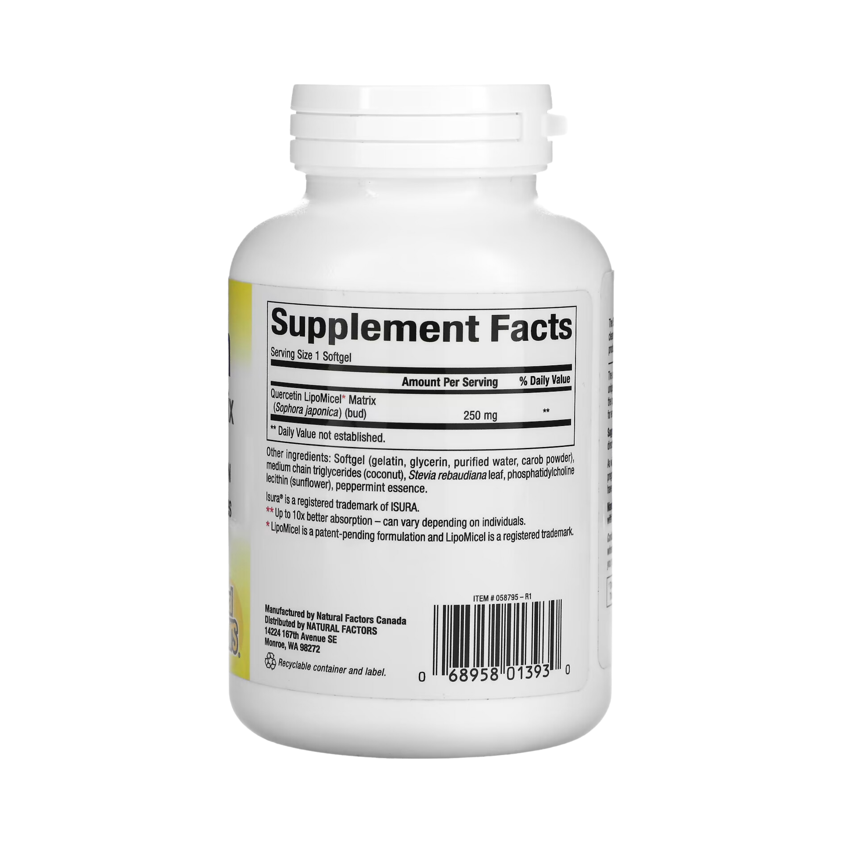 Natural Factors, Quercetin LipoMicel Matrix, 120 Liquid Softgels