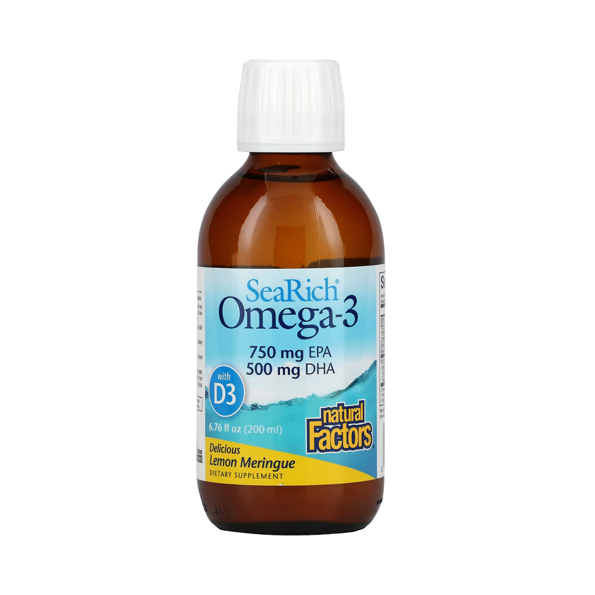 Natural Factors, SeaRich Omega-3 with Vitamin D3, Delicious Lemon Meringue, 6.76 Fl Oz