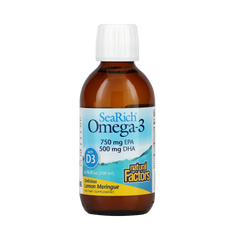 Natural Factors, SeaRich Omega-3 with Vitamin D3, Delicious Lemon Meringue, 6.76 Fl Oz