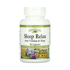 Natural Factors, Sleep Relax with Valerian & Hops, 90 Capsules