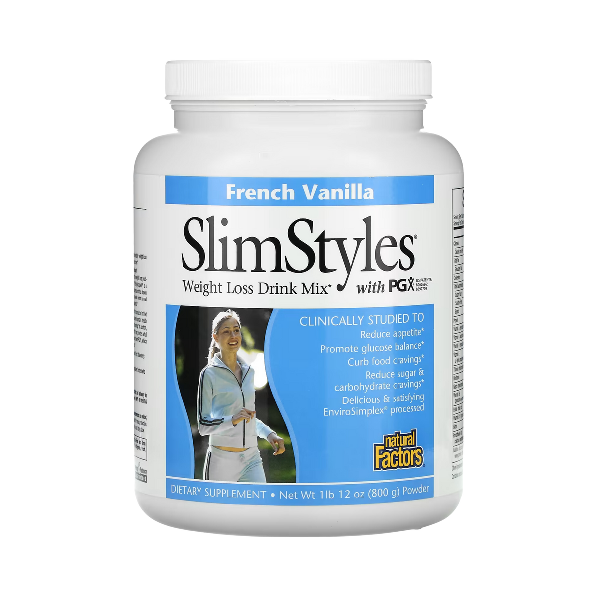 Natural Factors, SlimStyles, Weight Loss Drink Mix Powder with PGX, French Vanilla, 1 lb 12 Oz