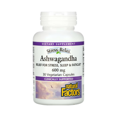 Natural Factors, Stress-Relax, Ashwagandha, 600 Mg, 30 Vegetarian Capsules