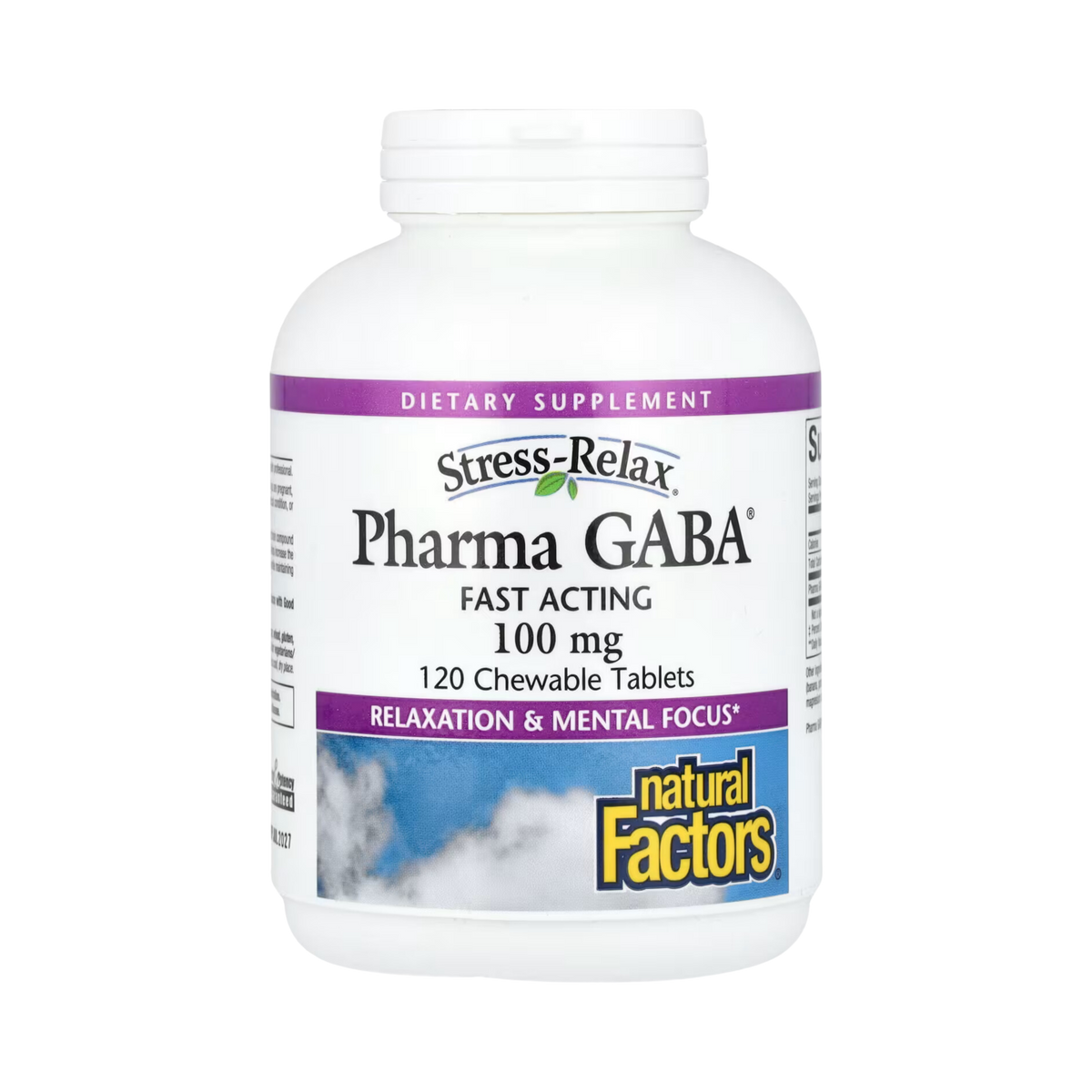 Natural Factors, Stress-Relax, Pharma GABA, 100 Mg, 120 Chewable Tablets