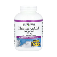 Natural Factors, Stress-Relax, Pharma GABA, 100 Mg, 120 Chewable Tablets