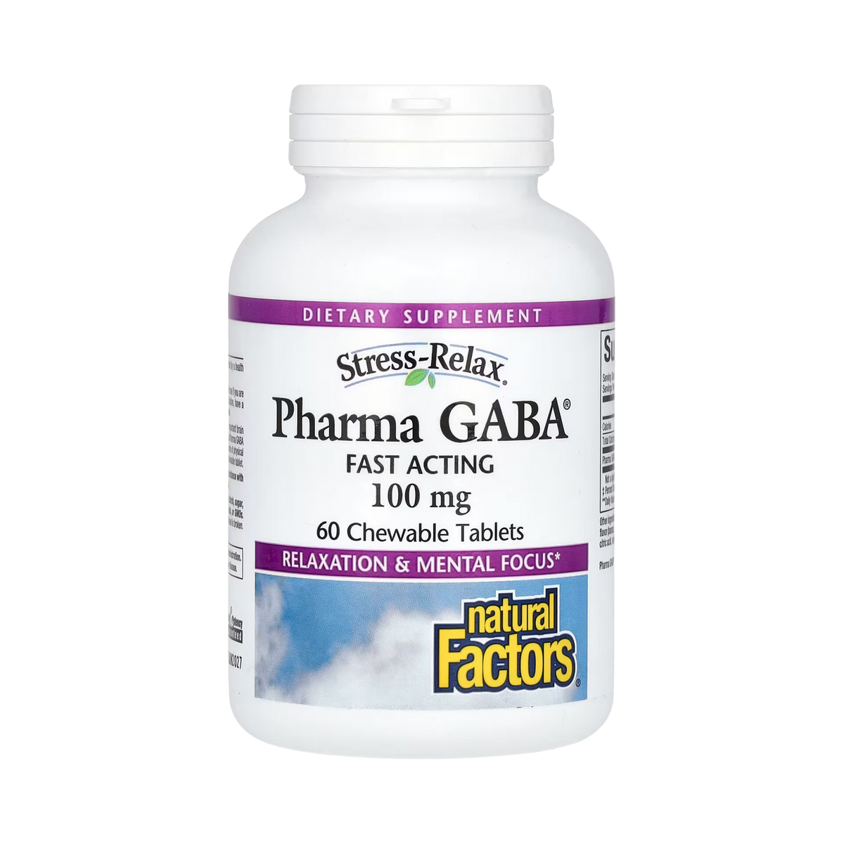 Natural Factors, Stress-Relax, Pharma GABA, 100 Mg, 60 Chewable Tablets