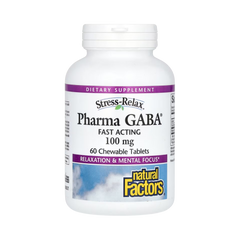 Natural Factors, Stress-Relax, Pharma GABA, 100 Mg, 60 Chewable Tablets