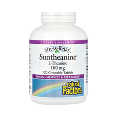 Natural Factors, Stress-Relax, Suntheanine L-Theanine, 200 Mg, 120 Chewable Tablets