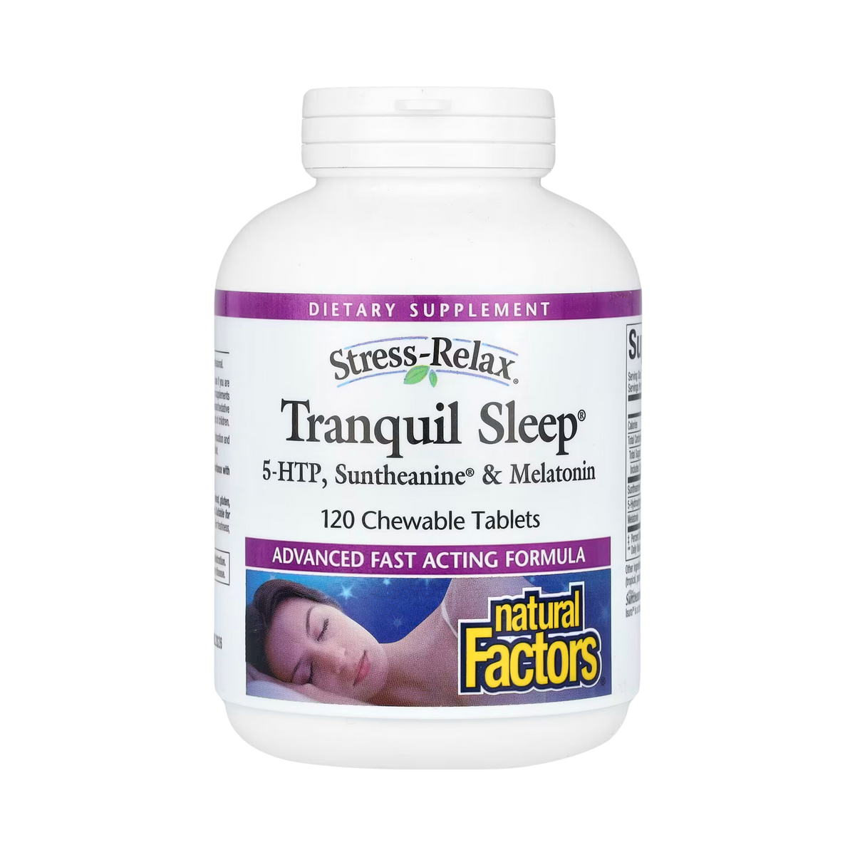 Natural Factors, Stress-Relax, Tranquil Sleep, 5-HTP, Suntheanine & Melatonin, 120 Chewable Tablets