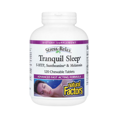 Natural Factors, Stress-Relax, Tranquil Sleep, 5-HTP, Suntheanine & Melatonin, 120 Chewable Tablets