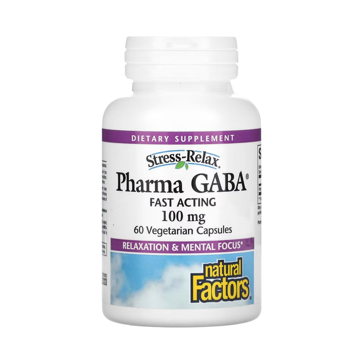 Natural Factors, Stress Relax, Pharma GABA, 100 Mg, 60 Vegetarian Capsules