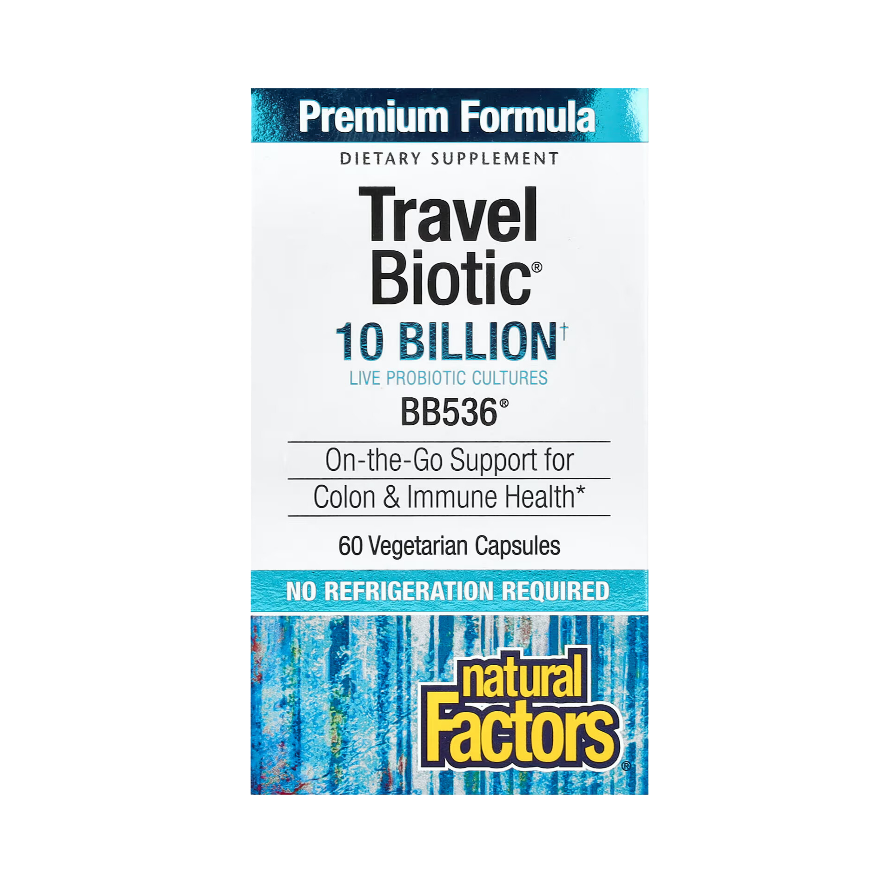 Natural Factors, Travel Biotic, BB536, 10 Billion, 60 Vegetarian Capsules