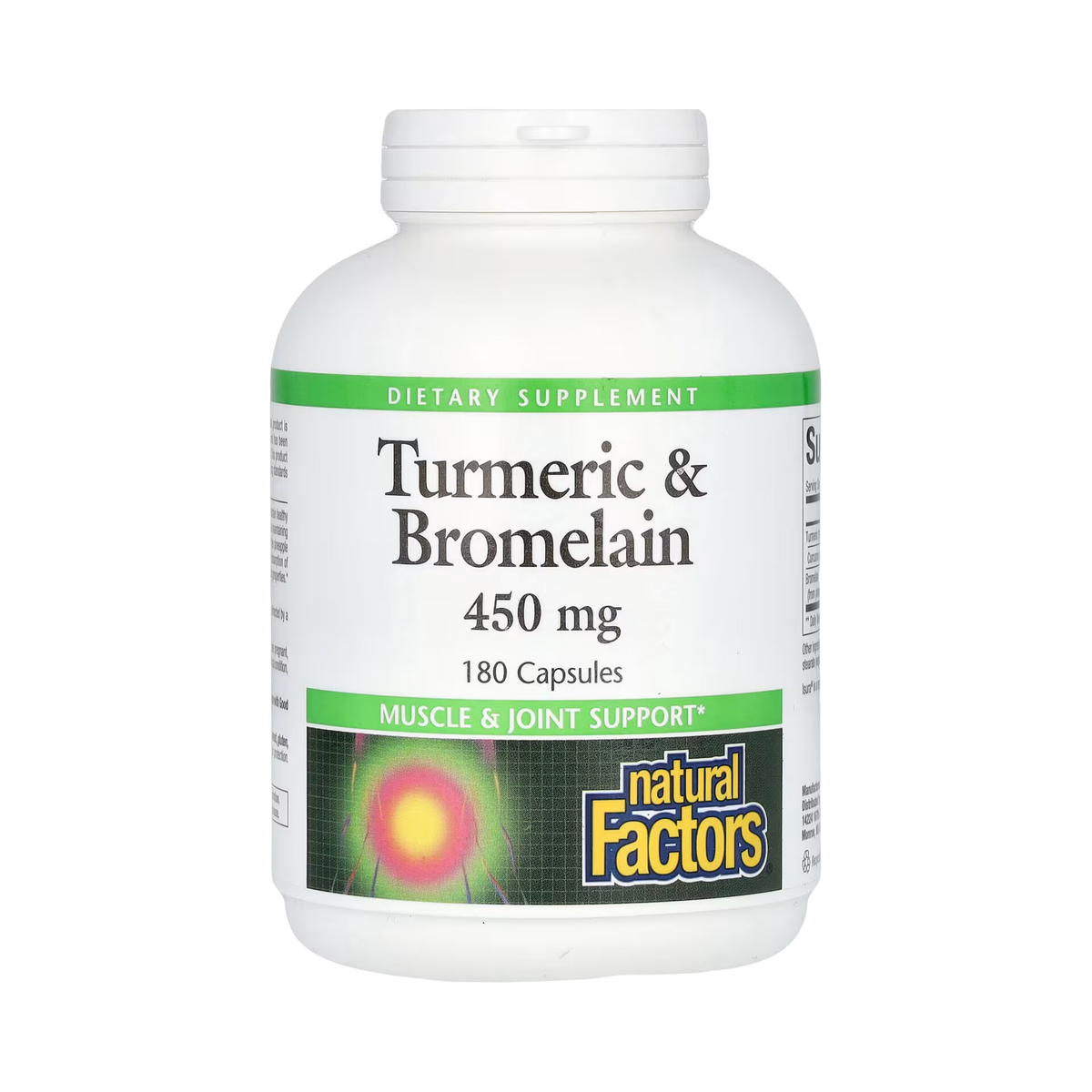 Natural Factors, Turmeric & Bromelain, 450 Mg, 180 Capsules