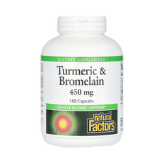 Natural Factors, Turmeric & Bromelain, 450 Mg, 180 Capsules