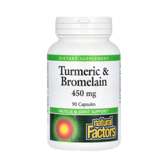 Natural Factors, Turmeric & Bromelain, 450 Mg, 90 Capsules