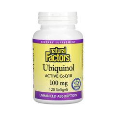 Natural Factors, Ubiquinol, Active CoQ10, 100 Mg, 120 Softgels