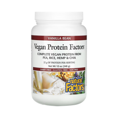 Natural Factors, Vegan Protein Factors, Vanilla Bean, 12 Oz