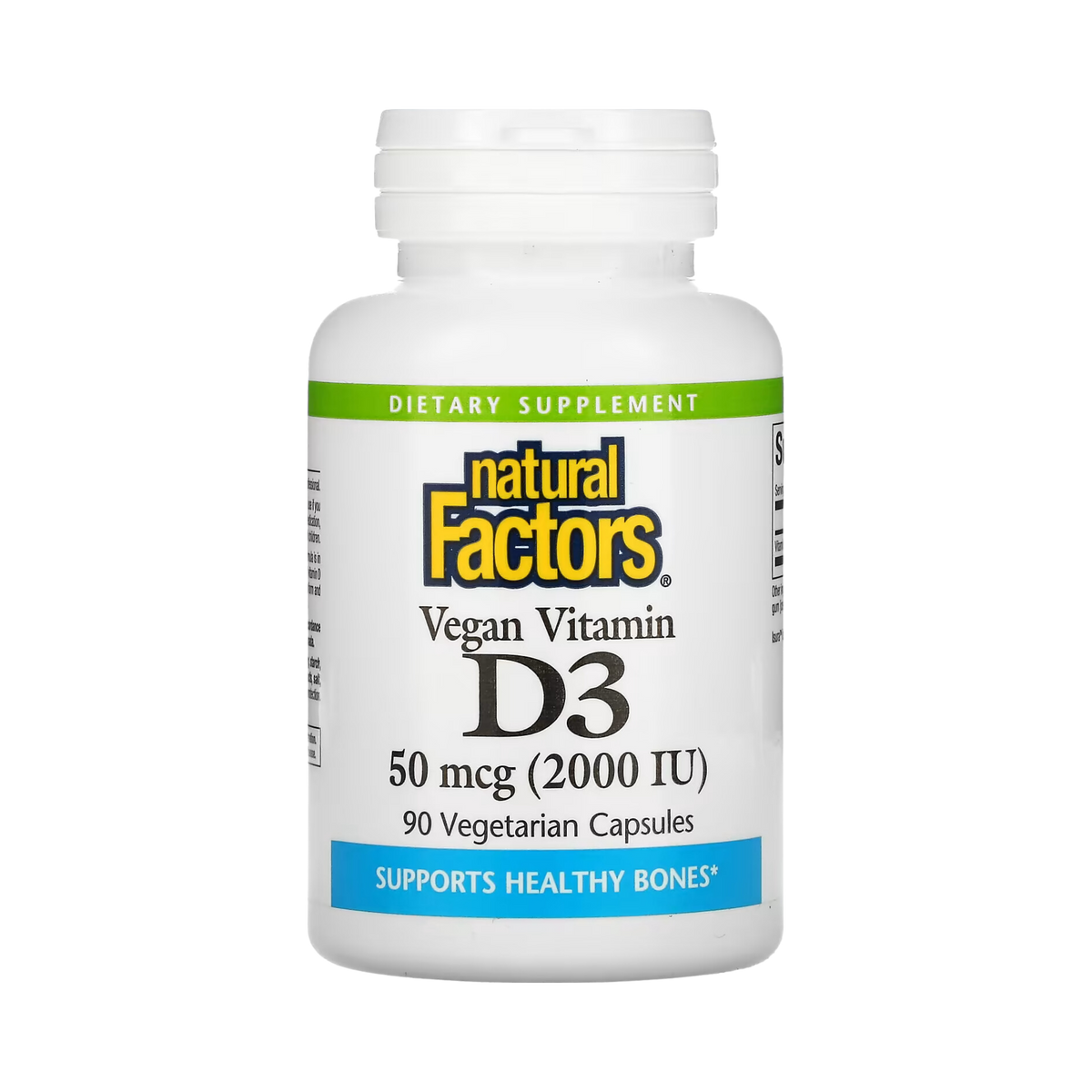 Natural Factors, Vegan Vitamin D3, 50 mcg (2,000 IU), 90 Vegetarian Capsules