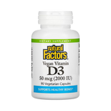 Natural Factors, Vegan Vitamin D3, 50 mcg (2,000 IU), 90 Vegetarian Capsules