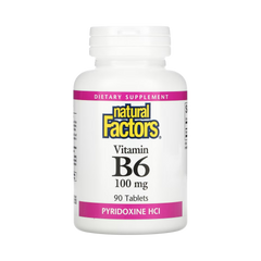 Natural Factors, Vitamin B6, Pyridoxine HCl, 100 mg, 90 Tablets