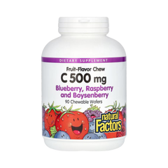 Natural Factors, Vitamin C Fruit-Flavor Chew, Blueberry, Raspberry and Boysenberry, 500 Mg, 90 Chewable Wafers