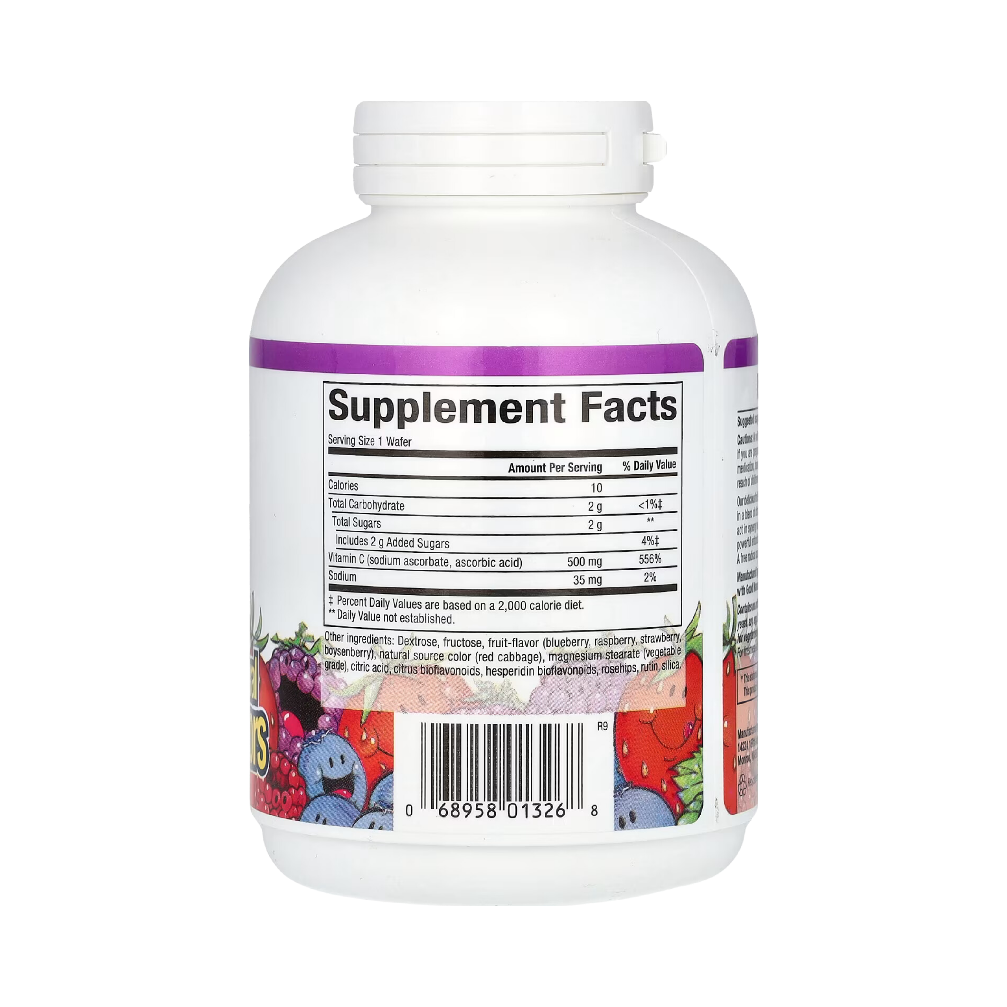 Natural Factors, Vitamin C Fruit-Flavor Chew, Blueberry, Raspberry and Boysenberry, 500 Mg, 90 Chewable Wafers