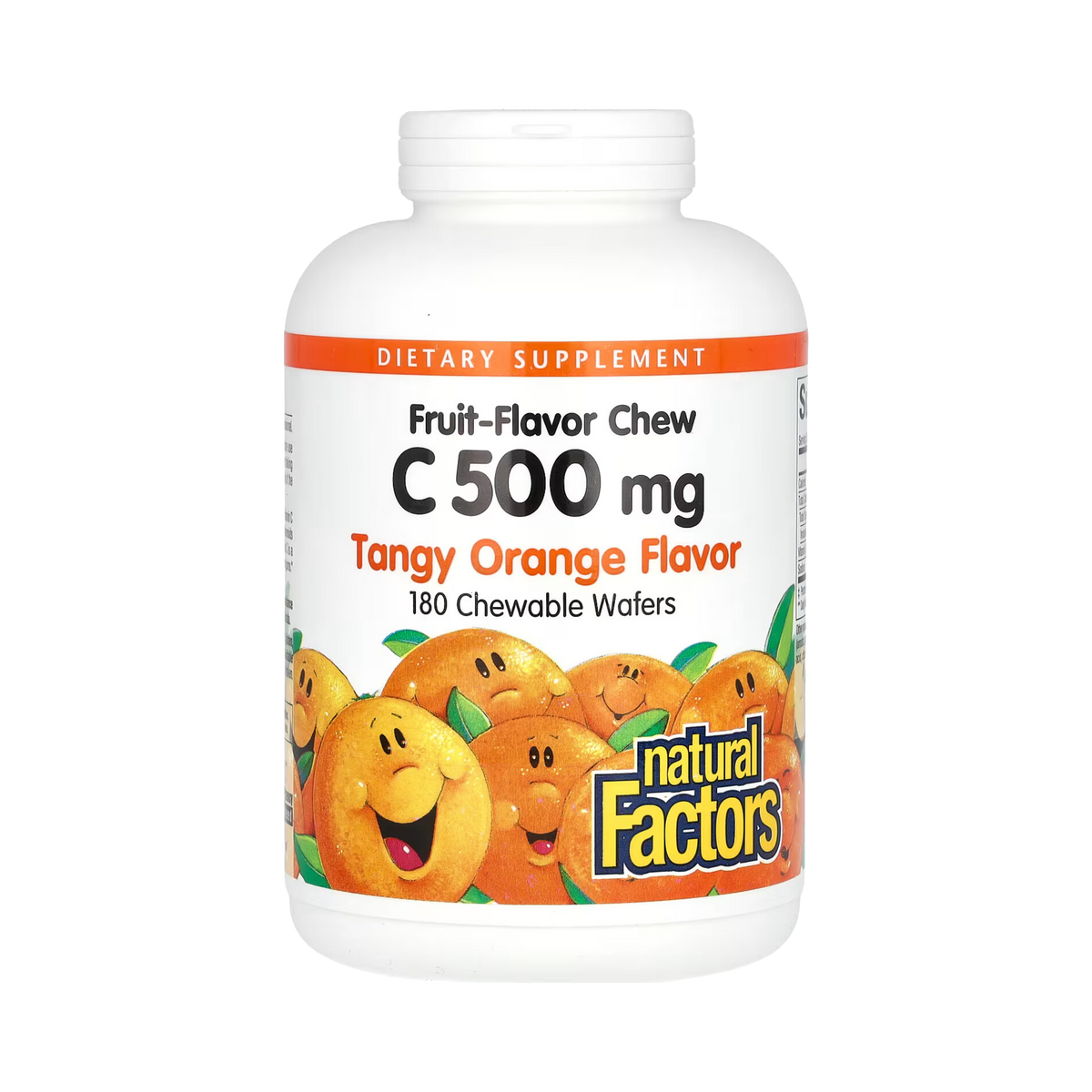 Natural Factors, Vitamin C, Fruit-Flavor Chew, Tangy Orange, 500 Mg, 180 Chewable Wafers